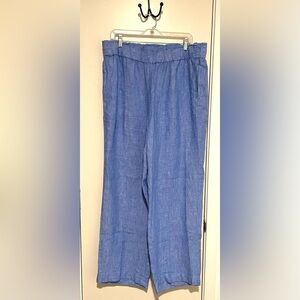 Talbot’s Nantucket Washed Linen Wide Leg Pull-On Pants XL
